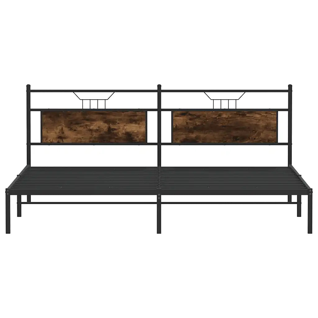 Letto matrimoniale | Letto per adulti | Giroletto senza Materasso Rovere Fumo 193x201 cm in Truciolato