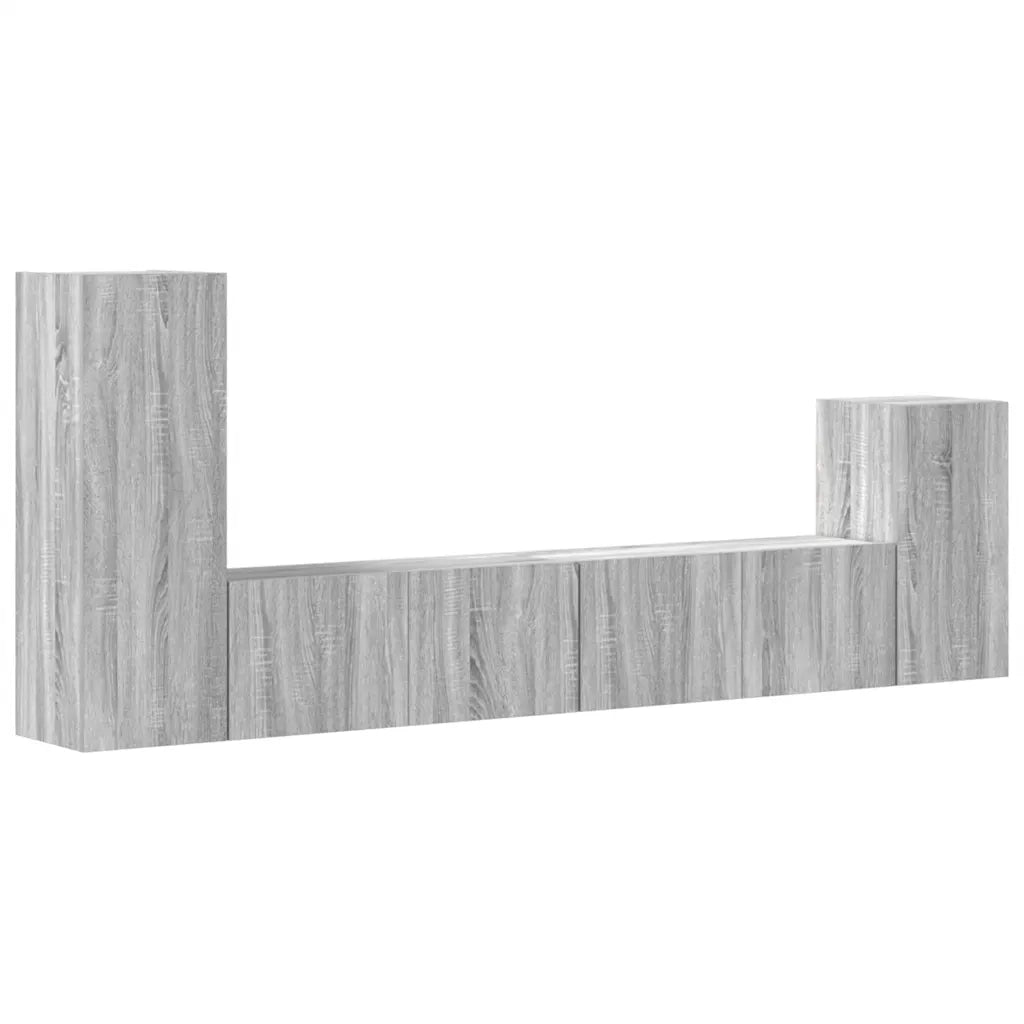 Set di Mobili Porta TV 4 pz Grigio Sonoma in Legno Multistrato cod mxl 20259