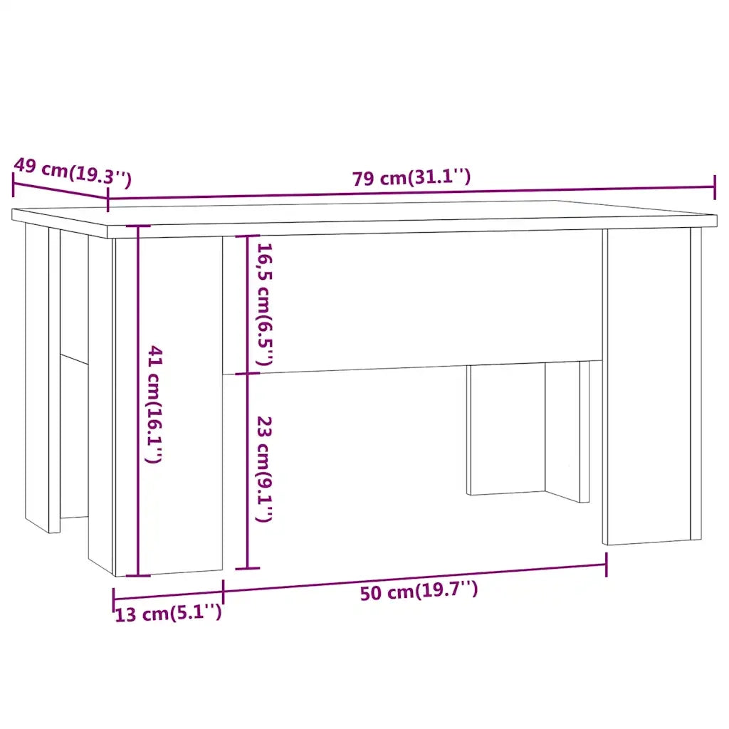 Tavolino da Salotto-Tavolino da soggiorno-Tavolo Rovere Fumo 79x49x41cm in Legno Multistrato 923921