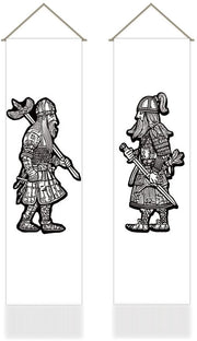 Set di Tappeto da Parete da 2 - Guerriero Vikingo Tappeto da Parete - Decorazione Nordica - Parete Opknoping - 30,5 x 130 cm - Per Camera da Letto/Sala - Tappeto da Parete