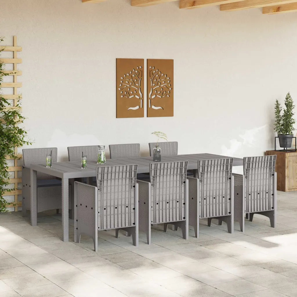 Set da Pranzo per Giardino 9 pcs Bianco Polipropilene