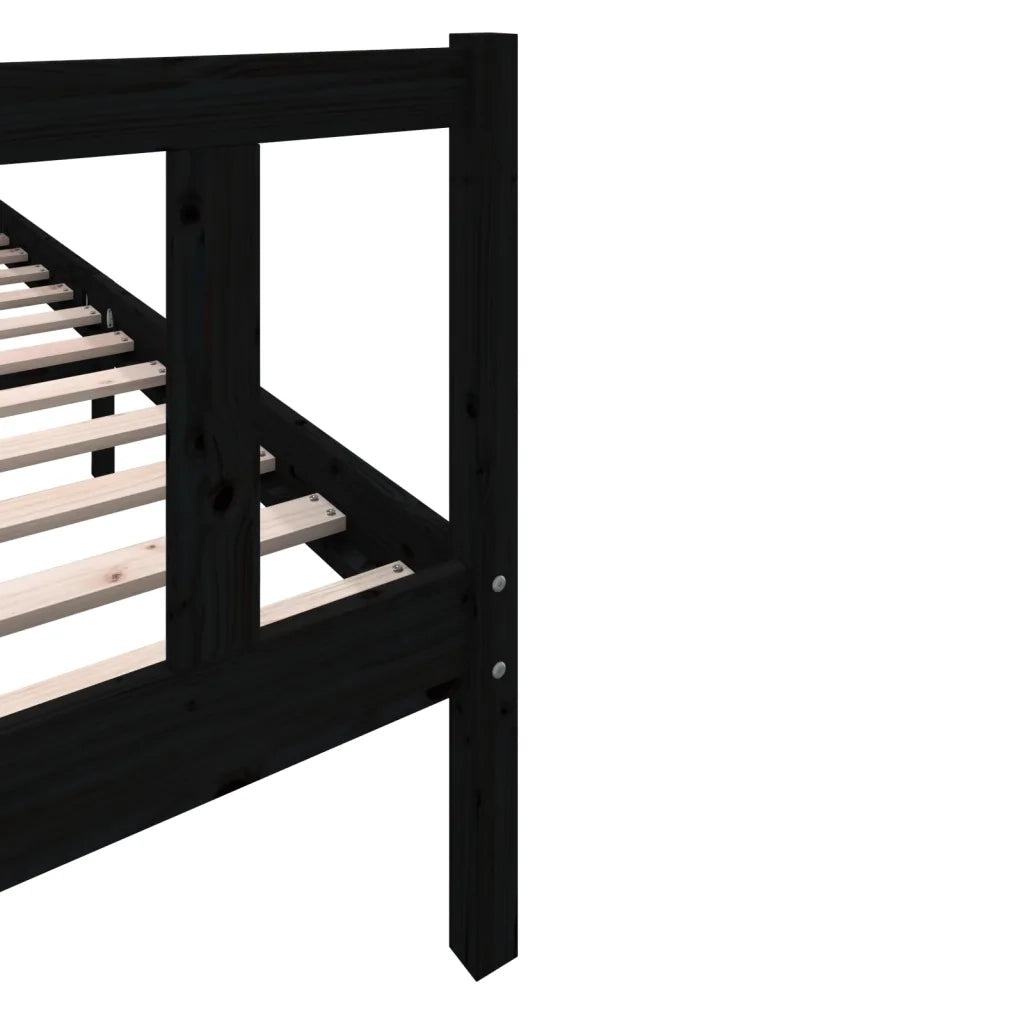 Letto matrimoniale | Letto per adulti | Giroletto Nero in Legno Massello di Pino 200x200 cm