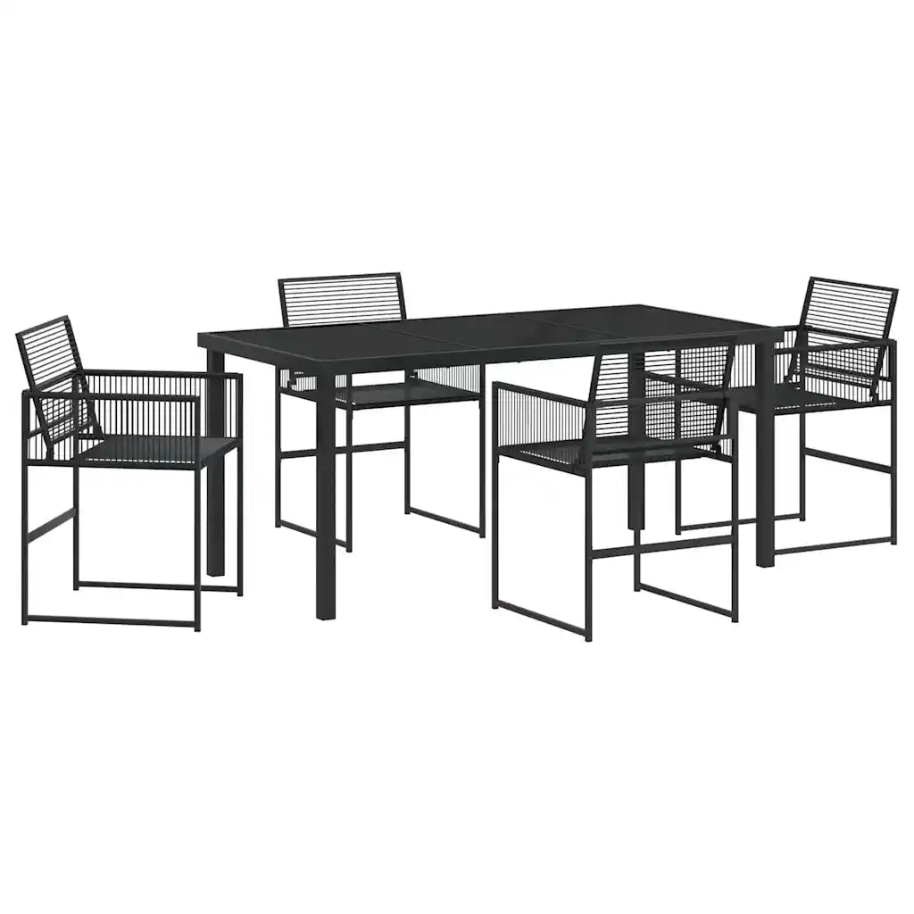 Set da Pranzo per Giardino 5 pcs Nero