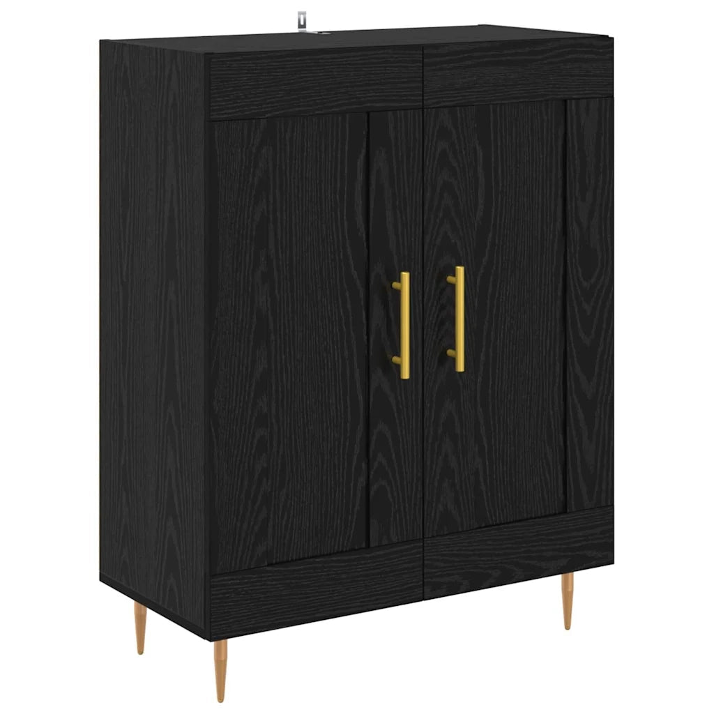 Credenza 2 pcs Rovere Nero Legno multistrato