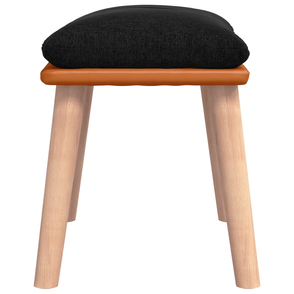 Poggiapiedi Nero 45x29,5x35 cm in Tessuto e Similpelle 341452