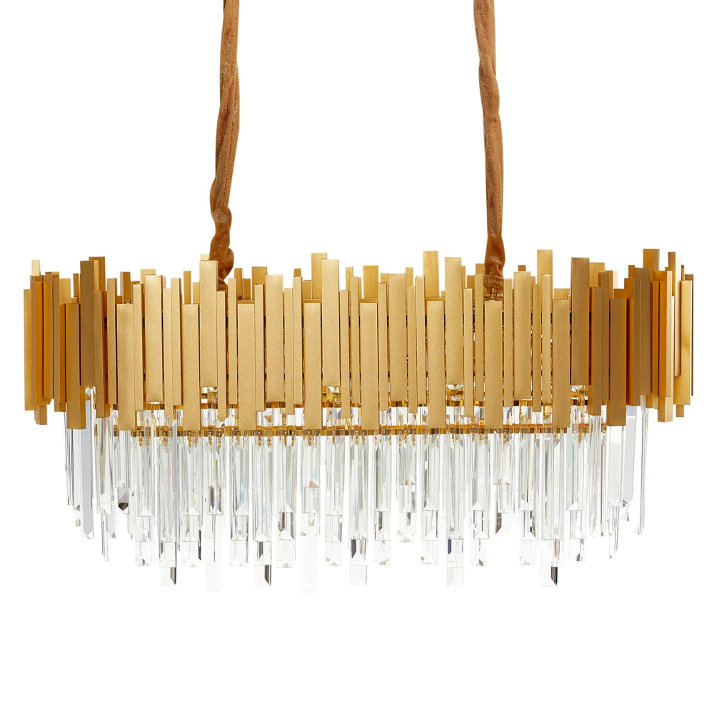 Lampadario in alluminio dorato con cristalli Illuminazione Glamour