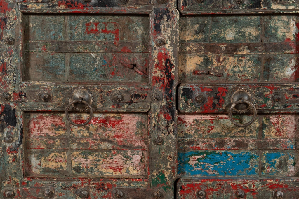 Biscottini Porta portone in legno massello e ferro da interno o da esterno vecchia e antica medievale scorrevole