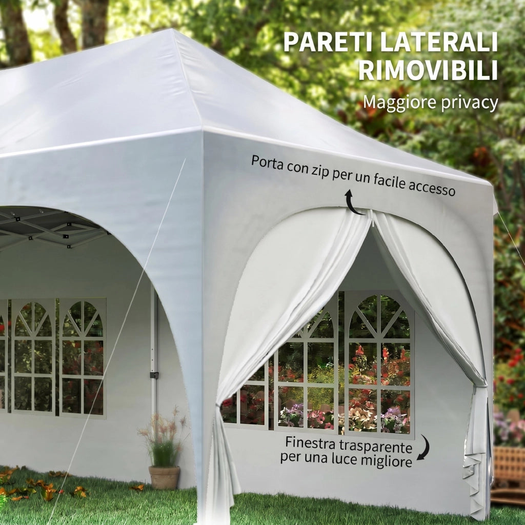 Gazebo da Giardino Pieghevole con Pareti ¨C zephmum ¨C Bianco 3x6 m