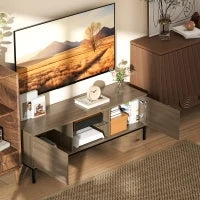Mobile TV con Scomparto Foro Cavi e Ripiano Regolabile per Televisore da 60 Pollici 140x40x49,5 cm Grigio