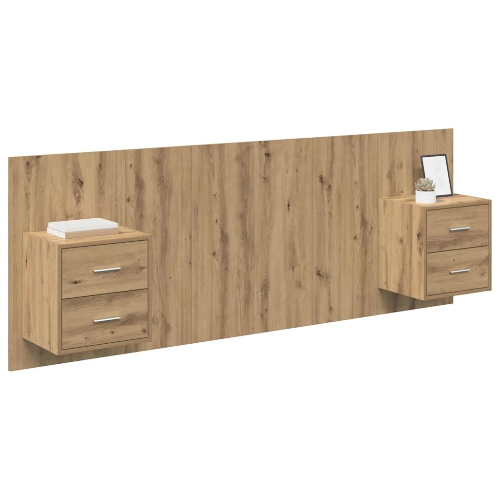 Testata con Comodino 3 pcs Rovere artigianale Legno multistrato 3416058