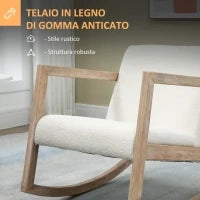 Sedia a Dondolo con Cuscini per Seduta e Schienale, in Legno, Pile e Schiuma, 60x81x71 cm, Crema