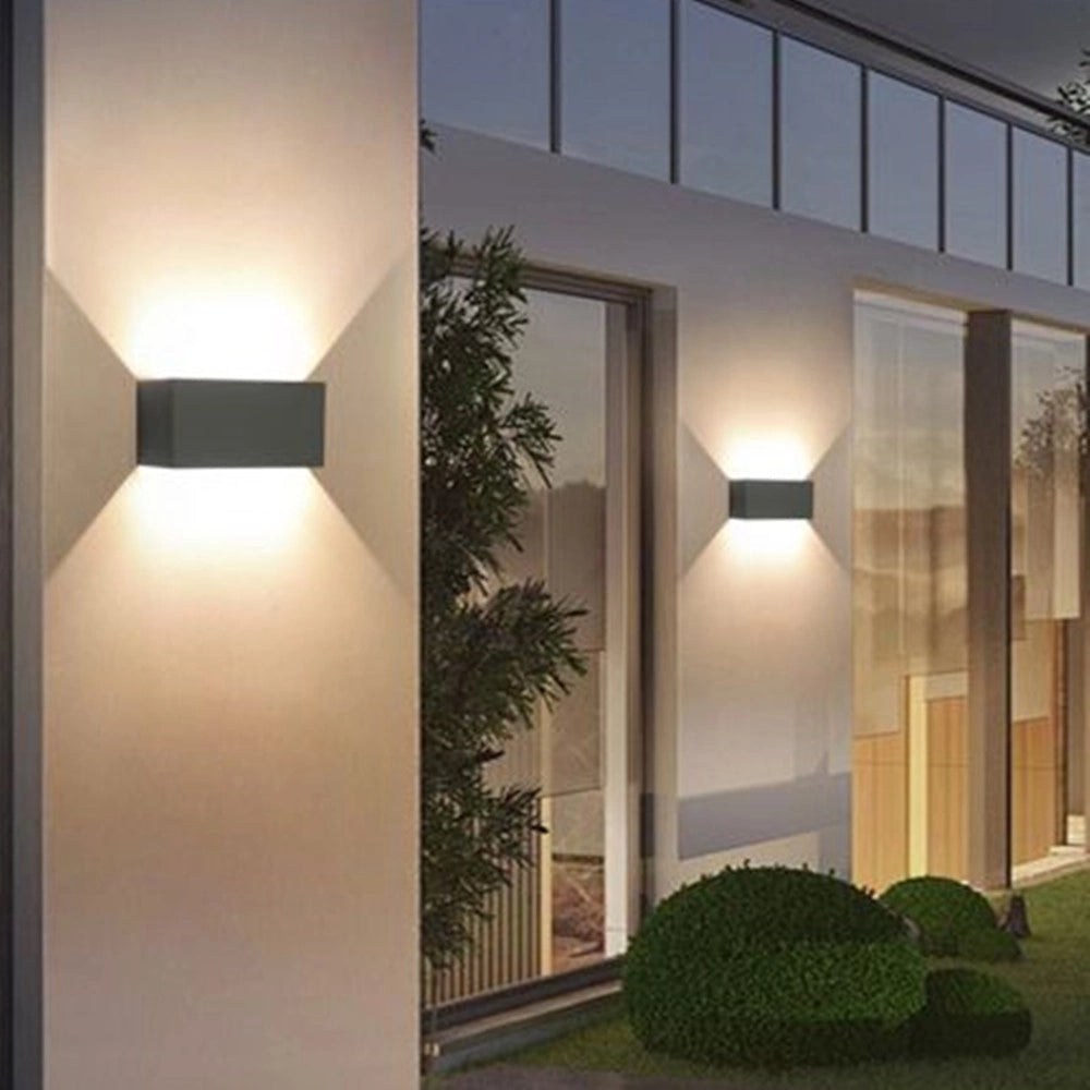 Trade Shop - Applique Lampada Led 24w Da Esterno A Parete Doppio Fascio Luminoso Regolabile Ip65 Es30 - Grigio-bianco Caldo      -