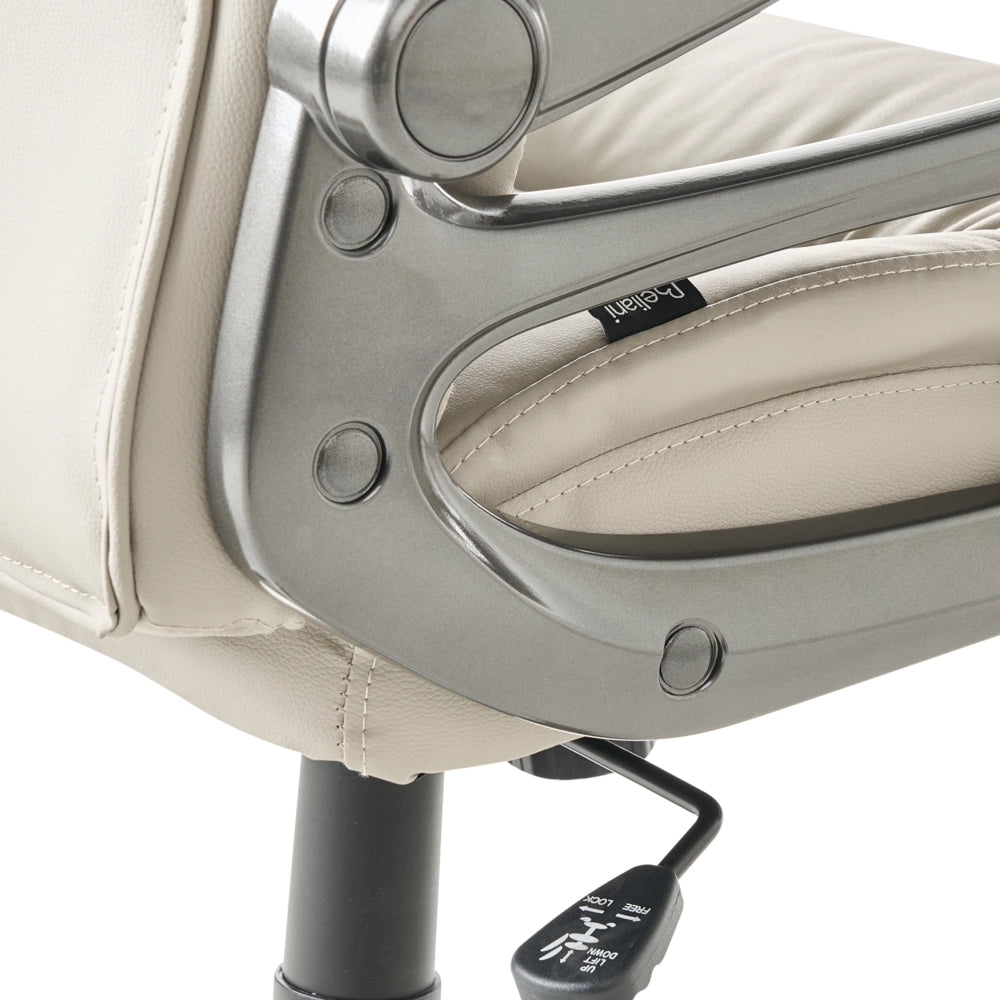 Sedia da ufficio direzionale Beige Rivestimento in ecopelle Regolazione altezza sedile Imbottitura girevole