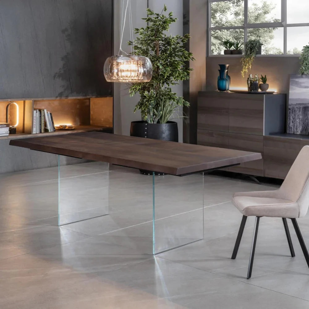 Tavolo da pranzo fisso in legno impiallacciato rovere termocotto Forest 200x100 cm fino a 10 posti Made in Italy | Duzzle
