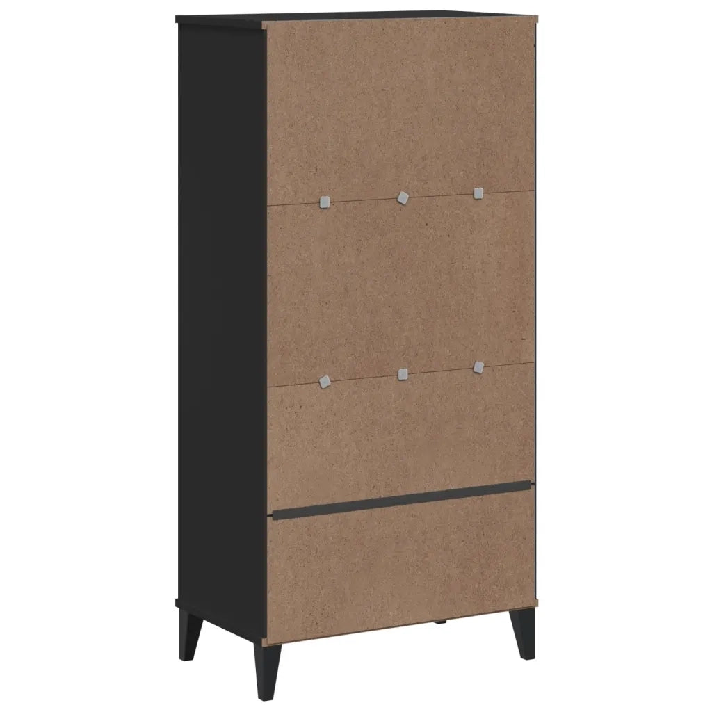 Libreria-Scaffale per Libri-Mobile di Stoccaggio VIKEN Nera 60x35x123 cm in Legno Multistrato