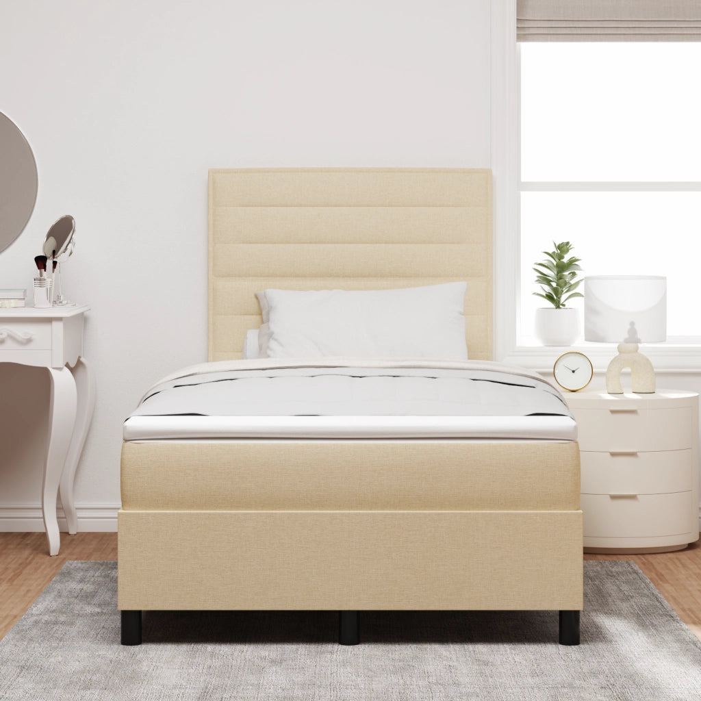 Letto a Box Spring con Materasso Crema 120x200 cm Tessuto