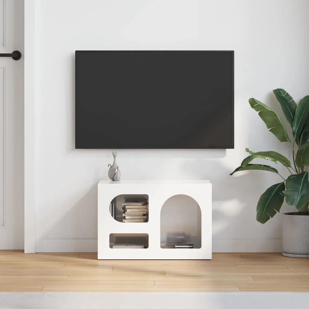 Mobile TV Bianco Lucido 60 x 35 x 40 cm Legno multistrato 891288