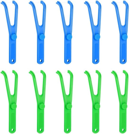 Tenuta per filo dentale da 10 pezzi - Riciclabile - Ospite professionale - Materiale plastico duraturo - Pulizia dentale facile - Adatto per lato del dente - Spazzola per denti