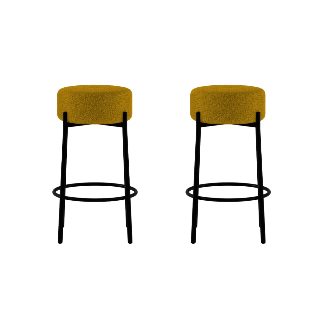 Set 2 Sgabelli Syd 41x41x67 cm in Tessuto Ocra