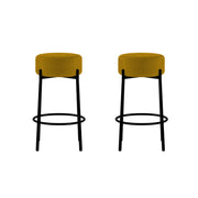 Set 2 Sgabelli Syd 41x41x67 cm in Tessuto Ocra