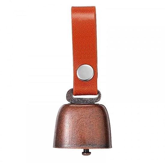 Cani - Collare con Campanello in Bronzo - Attivatore di Suono - Cinturino in Pelle con Fermo - Collare per Cani - Suono Continuo