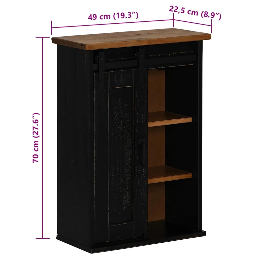 Armadio a muro HALDEN con anta scorrevole 49 x 22,5 x 70 cm design moderno salvaspazio legno di pino nero 02_0057829
