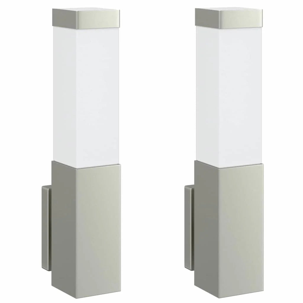Set di 2 moderne applique da giardino 10,5 x 6 x 33 cm per un'efficace illuminazione esterna realizzate in acciaio inox argentato 02_0056508
