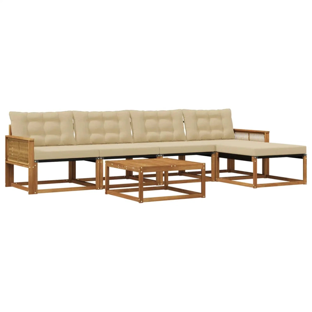 Set di divani da esterno con cuscino 6 pcs Naturale e Beige