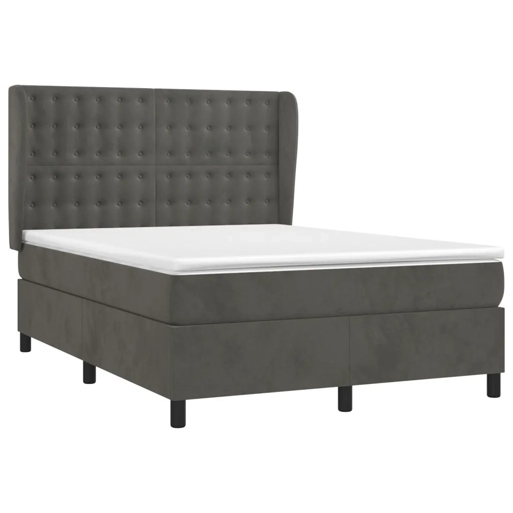 Giroletto a Molle con Materasso Grigio Scuro 140x200 cm Velluto 3129454