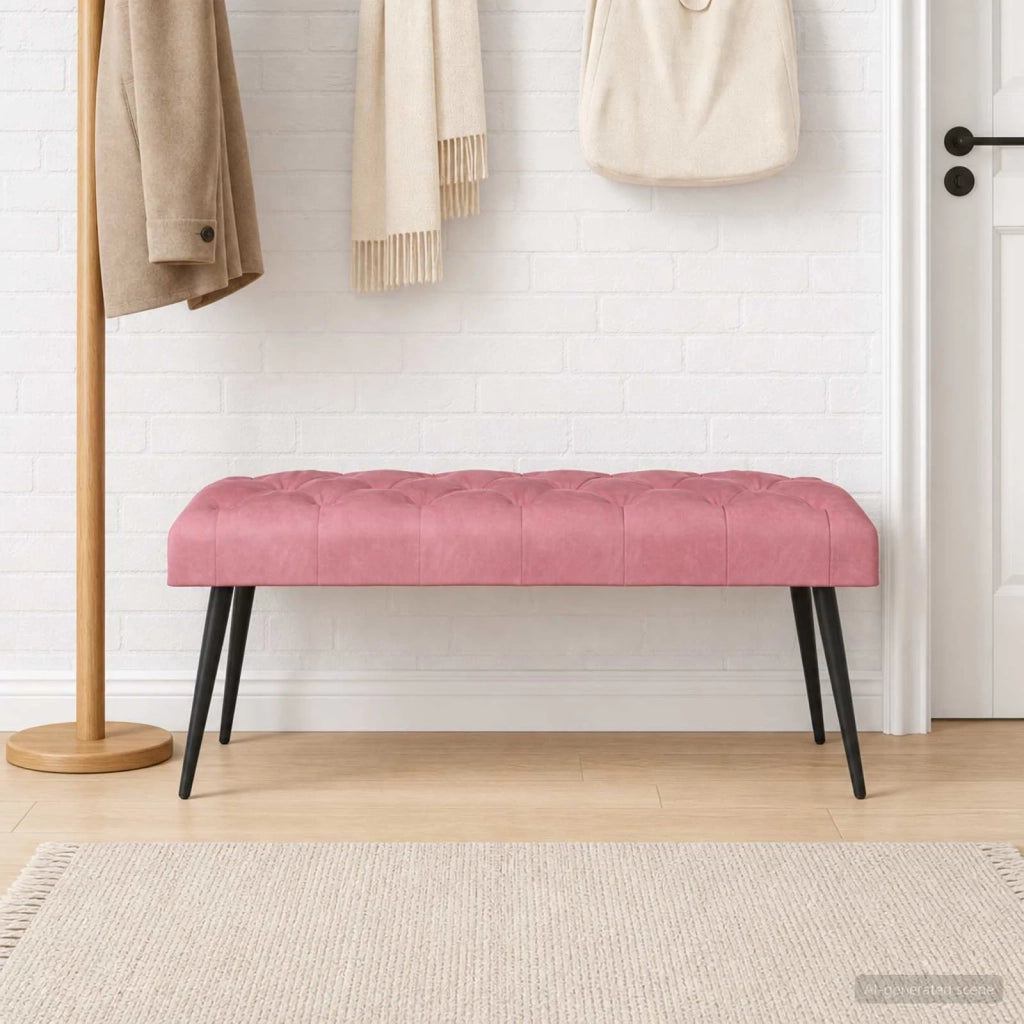 Panchina con bottoni imbottiti Rosa 110 x 40 x 46 cm Velluto 42038575