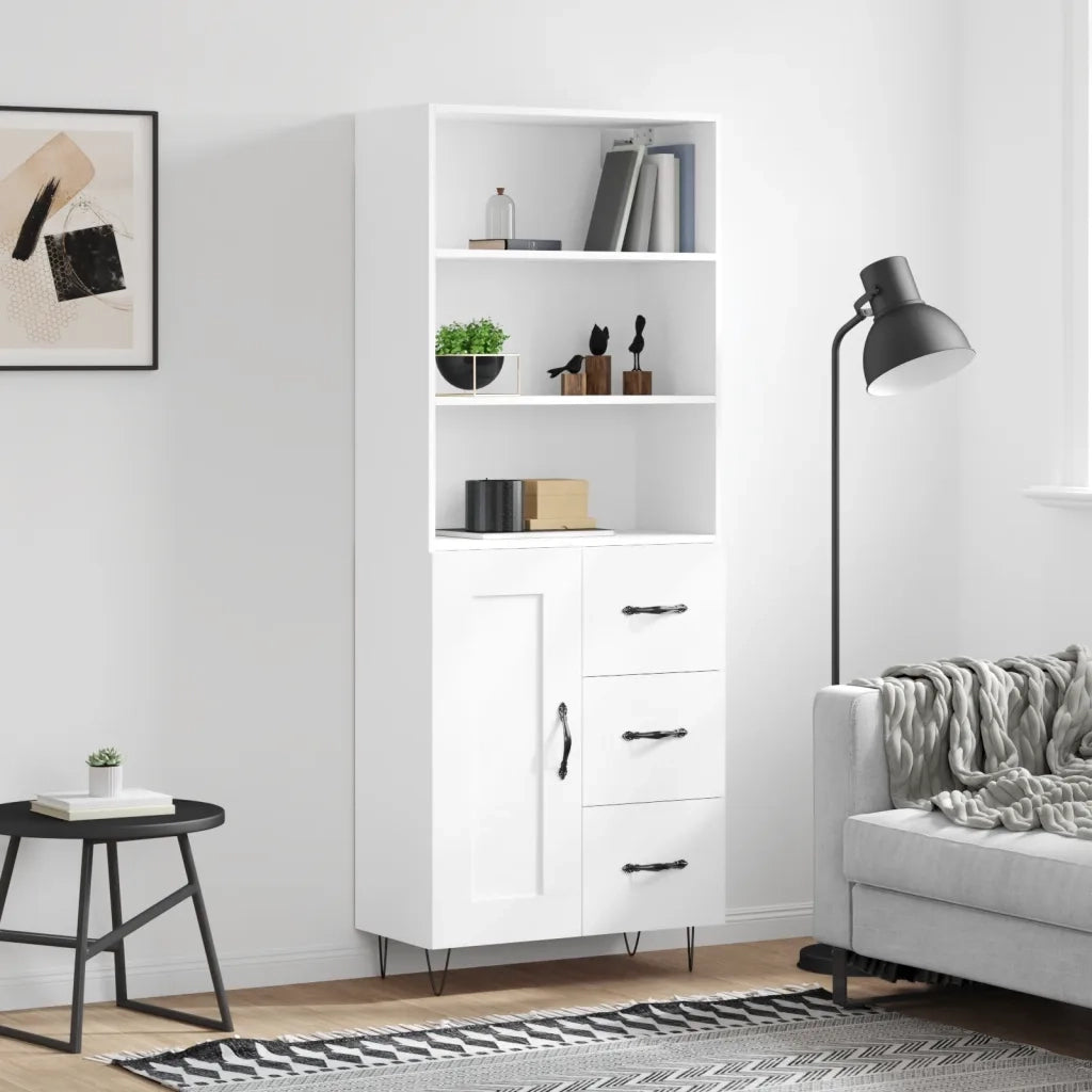 Credenza | Madia | Buffet da pranzo | Armadio da pranzo Bianca 69,5x34x180 cm in Legno Multistrato