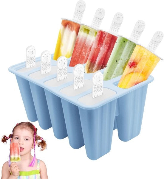 Forme di ghiaccio creativi - 10 forme in silicone - riutilizzabili - eco-friendly - facilmente piegabili - dimensioni 20,2 x 14,1 x 10,5 cm - bastoncini per ghiaccio
