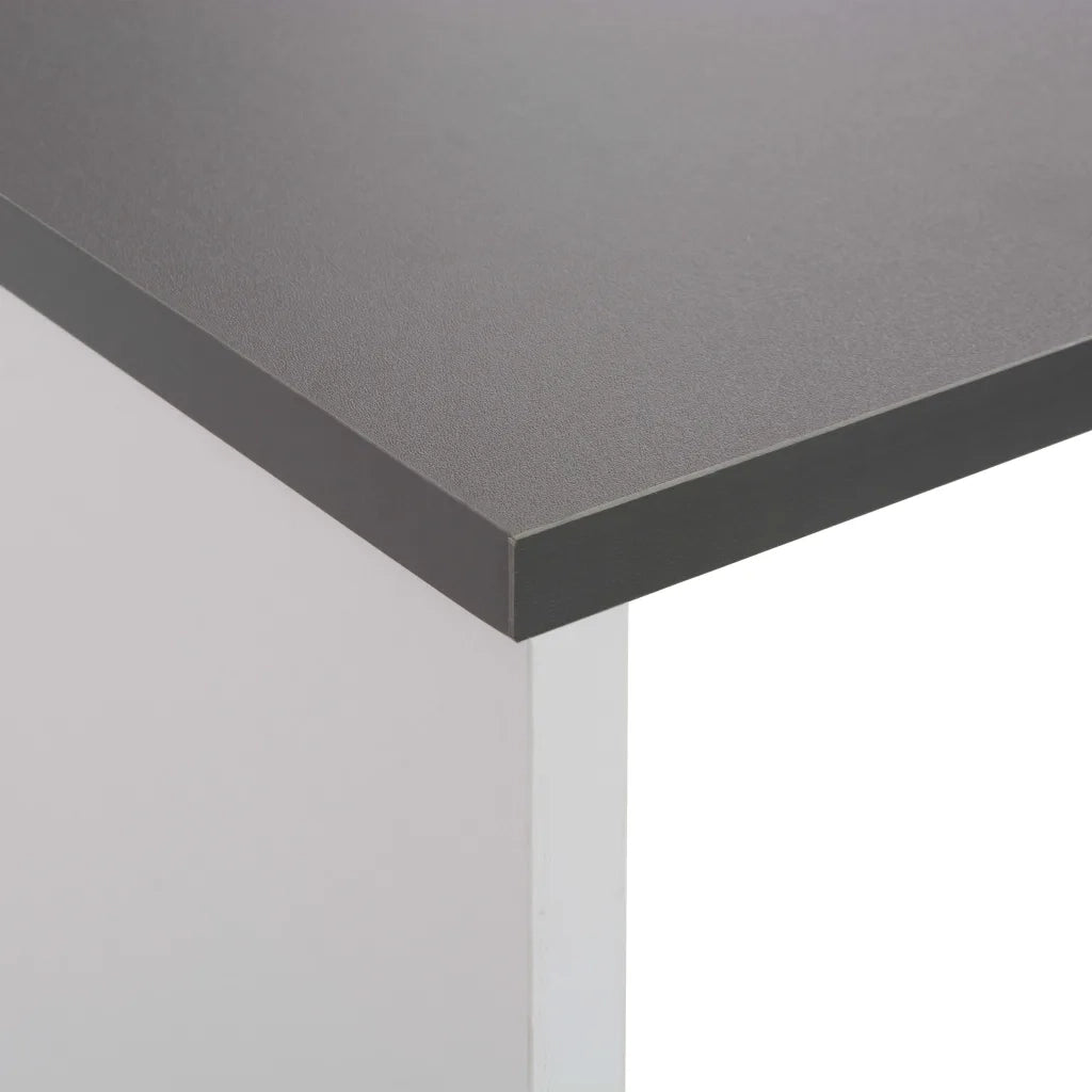 Tavolo Bar con 2 Piani d'Appoggio Bianco e Grigio 130x40x120cm