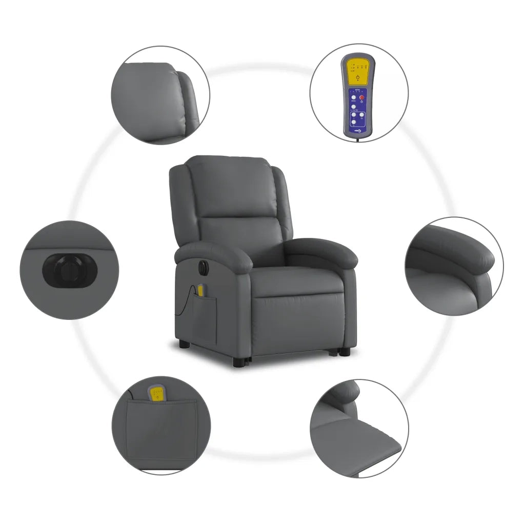 Poltrona Alzapersona Elettrica Reclinabile Grigio in Similpelle 3204250