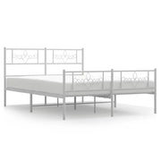 Letto matrimoniale | Letto per adulti | Giroletto con Testiera e Pediera Metallo Bianco 140x200 cm