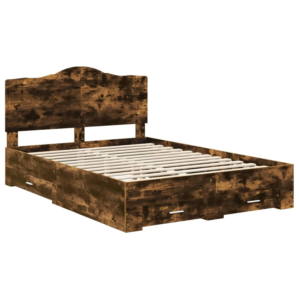 Struttura del letto Rovere fumé 140 x 190 cm Legno multistrato