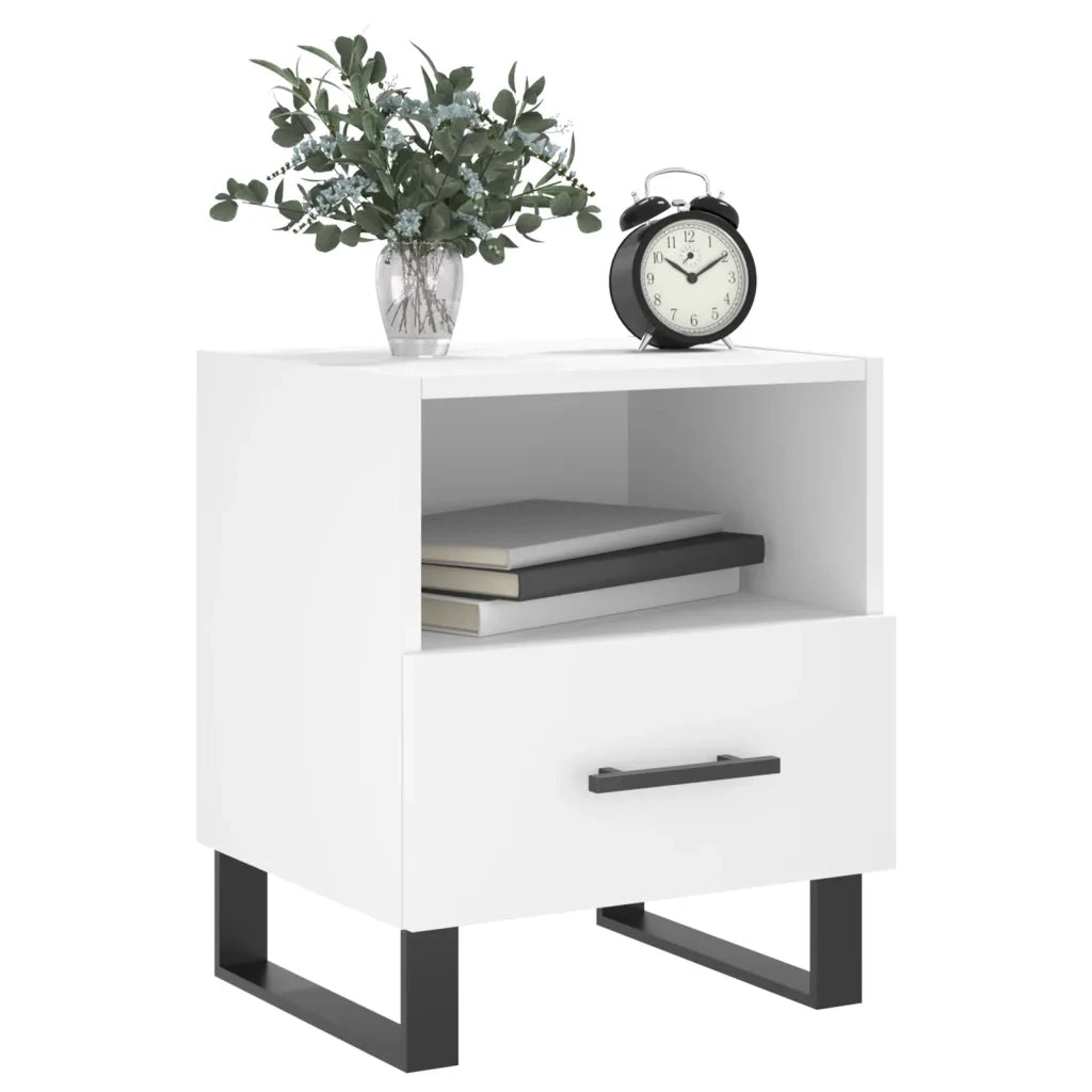 Comodino-Tavolino da notte Bianco 40x35x47,5 cm in Legno Multistrato 705336