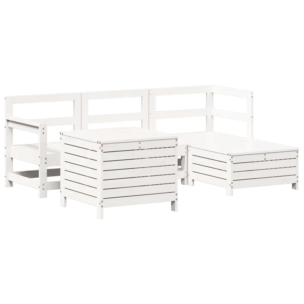 Set Salotto da Giardino 5 pz Bianco in Legno Massello di Pinocod mxl 92798
