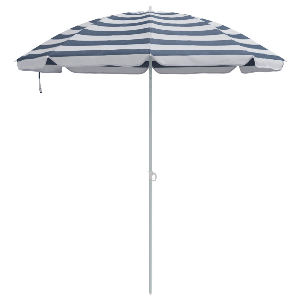 Parasol da Spiaggia  con Palo in Alluminio Blu e Bianco 240 cm