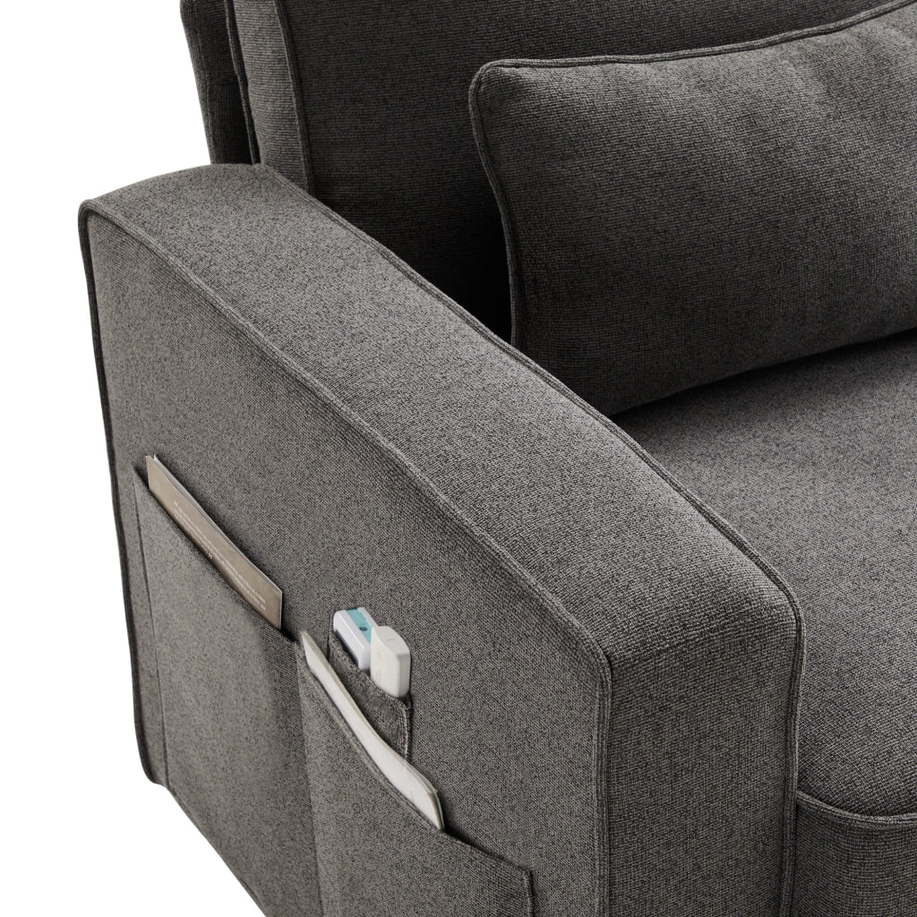 SOFA 4 Posti 264x83x87 cm Tessuto in lino Grigio scuro con 4 cuscini