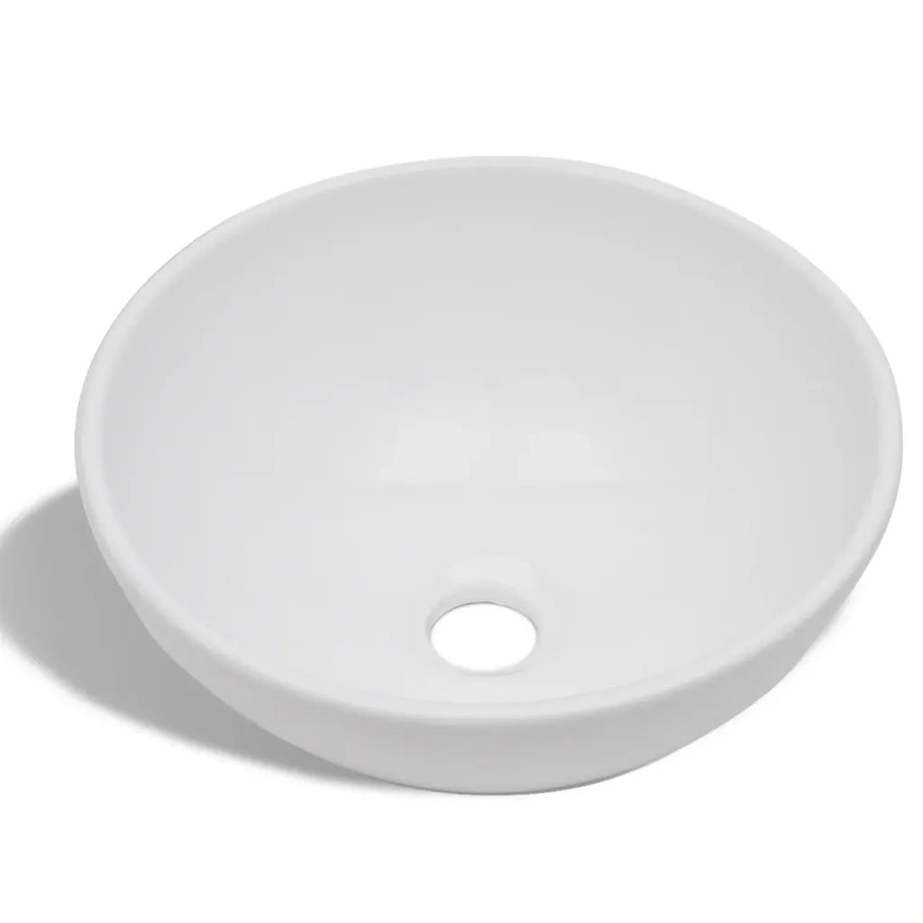 Lavello Bagno con Miscelatore in Ceramica Rotondo Bianco CFW6873772