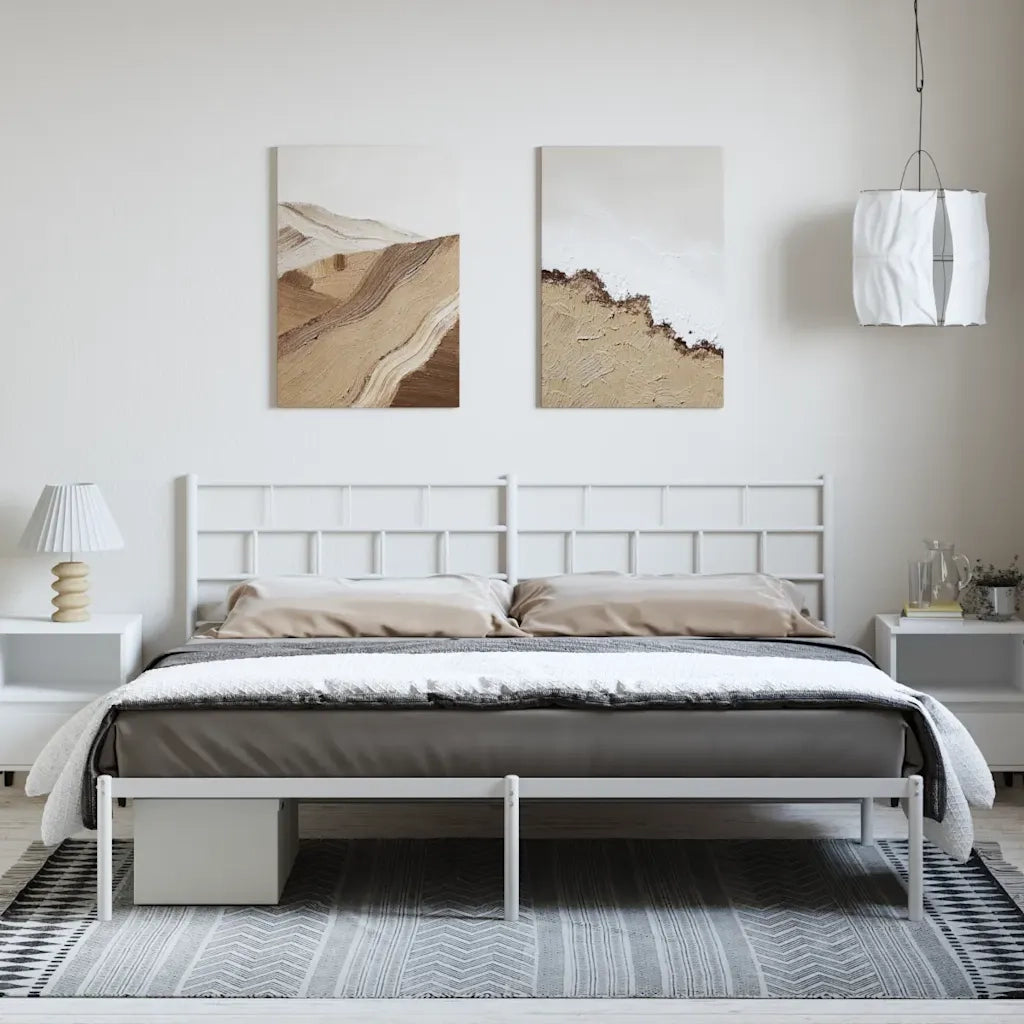 Giroletto con Testiera Metallo Bianco 193x203 cm