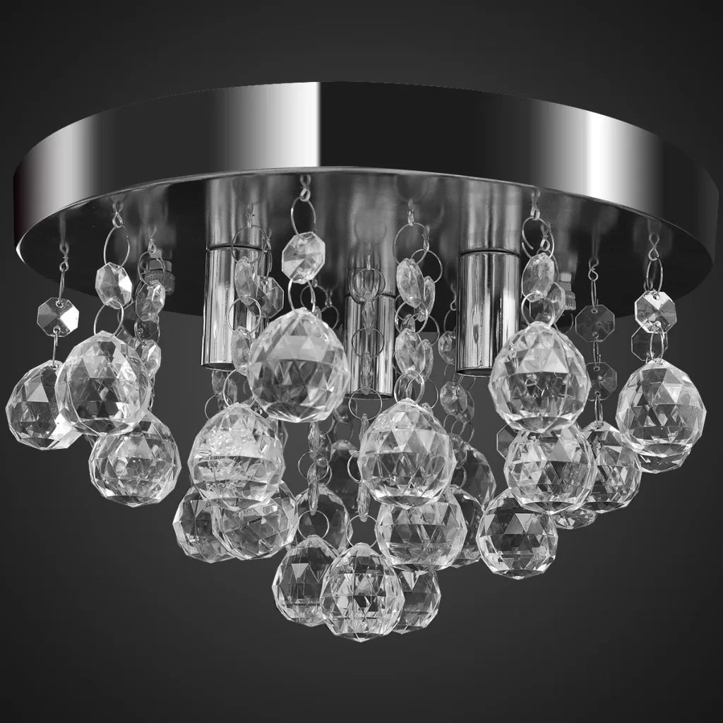 Lampada di Soffitto Pendente in Cristallo Lampadario Cromato 240688