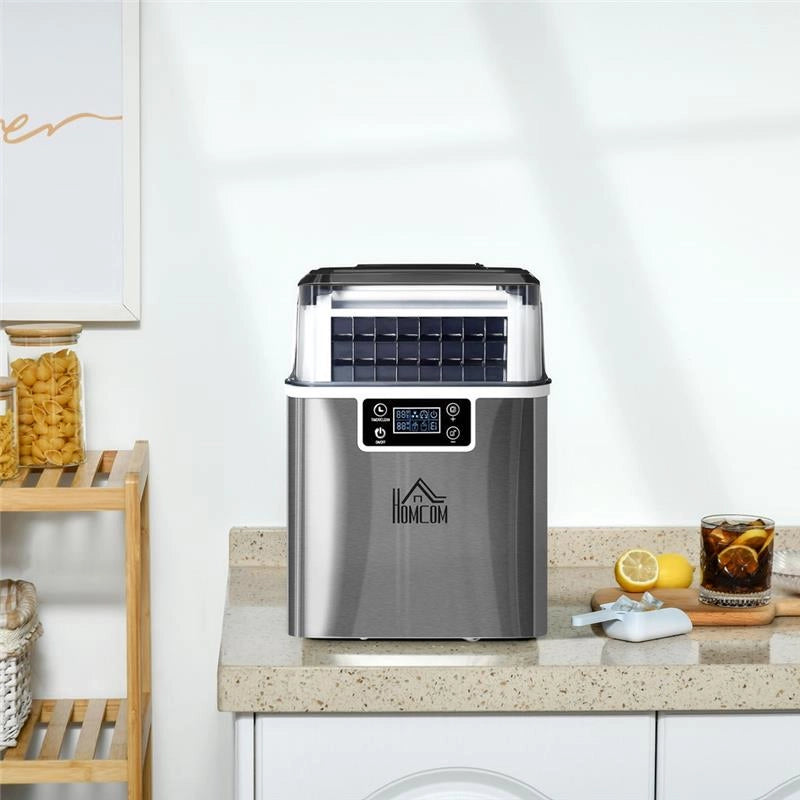 MACCHINA DEL GHIACCIO DA 24 CUBETTI IN 14-18 MINUTI CON DIMENSIONE REGOLABILE 25.2L X 36P X 37.1ACM COLOR ACCIAIO