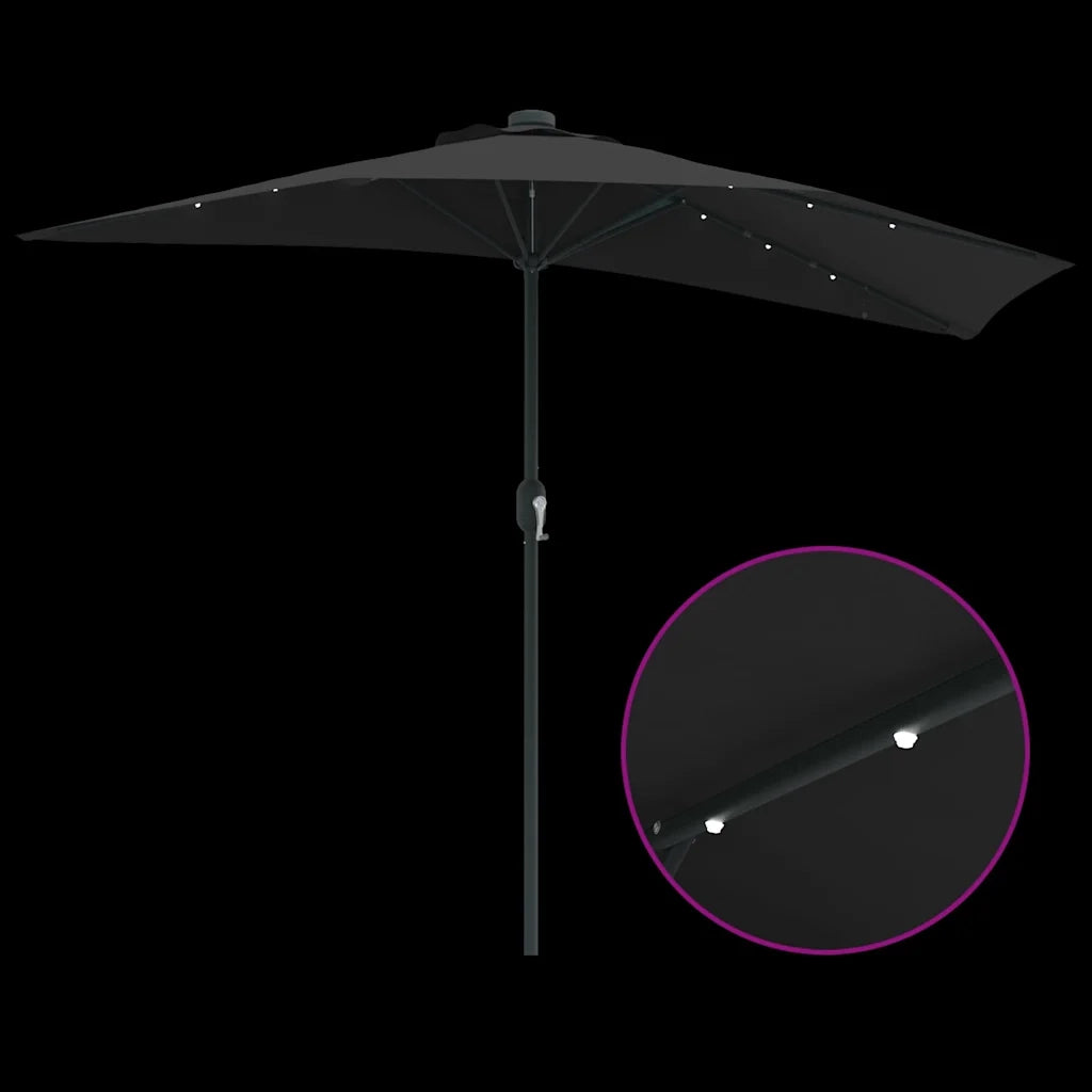 vidaXL Ombrello da giardino Nero 294 x 150 x 224 cm Tessuto