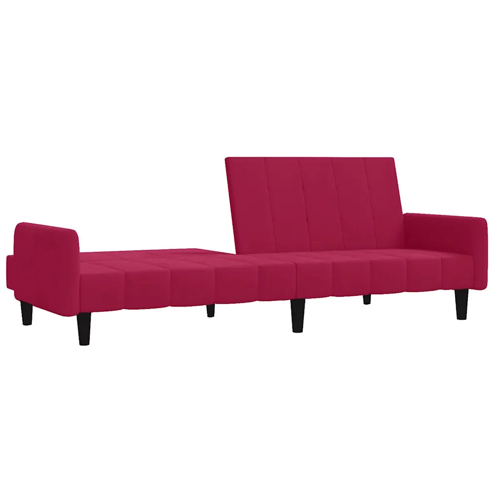 Divano Letto a 2 Posti Rosso Vino in Velluto 375779