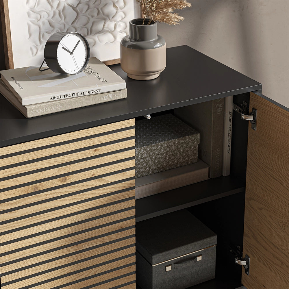 Vicco Cassettiera Nero/quercia 80 x 81.2 cm con 2 porte