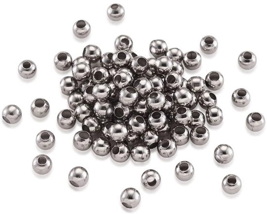 Kralen a distanza 1000 pezzi - 4 mm Kralen rotondi - Kralen metallici - Acciaio inox 304 - Creazione di gioielli - Resistente alla corrosione e alle macchie - Kralen per gioielli