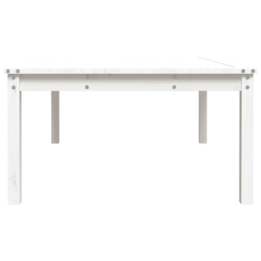 Tavolo da Giardino | Tavolino da esterno Bianco 121x82,5x45 cm Legno Massello di Pino