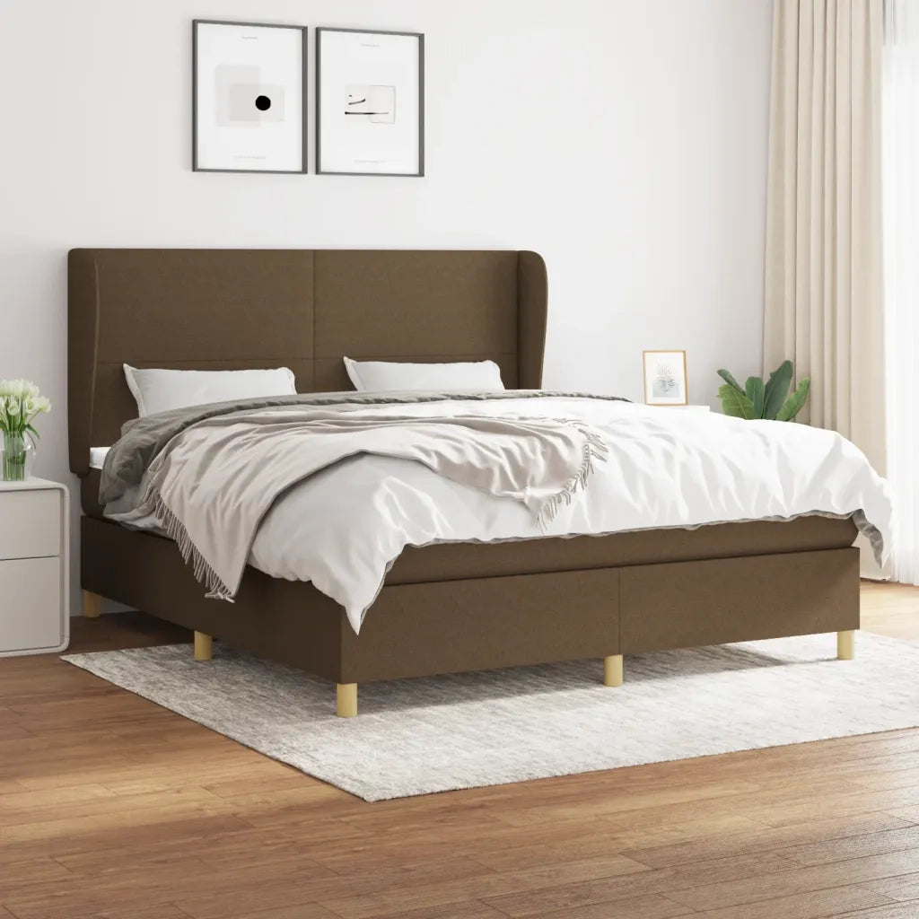 Giroletto a Molle con Materasso Marrone Scuro 160x200cm Tessuto cod mxl 39941